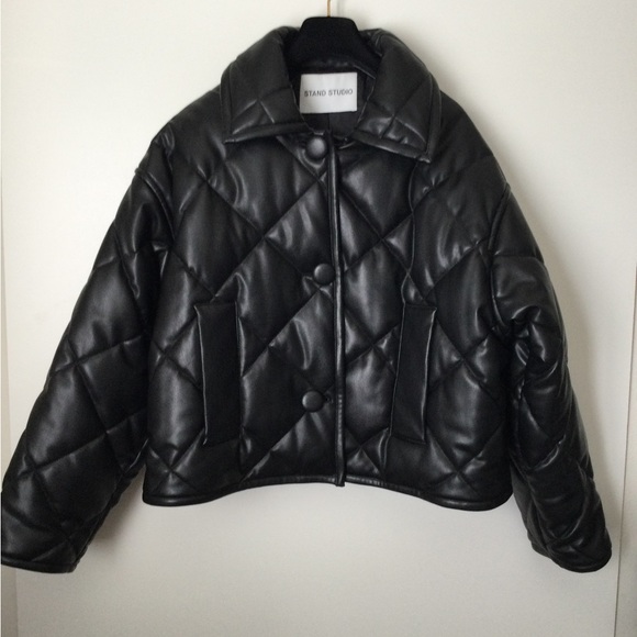 STAND STUDIO Black Puffy Jacinda Puffer Quilted Jacket Size 34 $430 - Picture 3 of 16